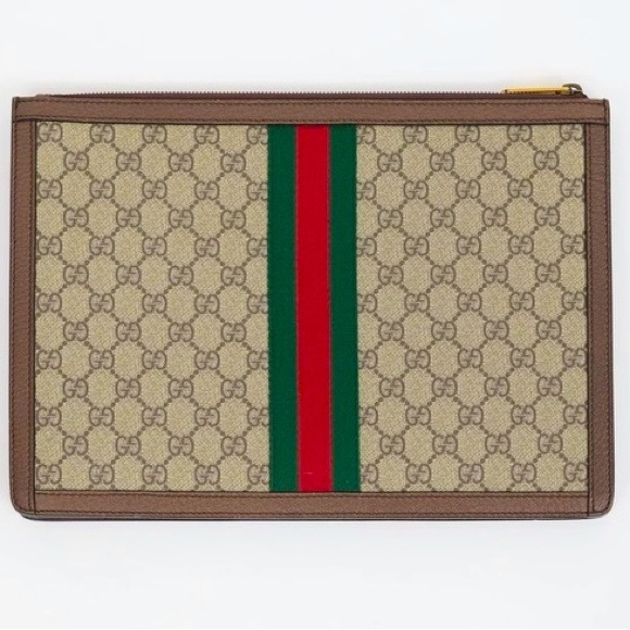 Gucci Ophidia Pouch with GG Supreme Canvas and Brown leather trim ❤️💚 - Picture 2 of 6